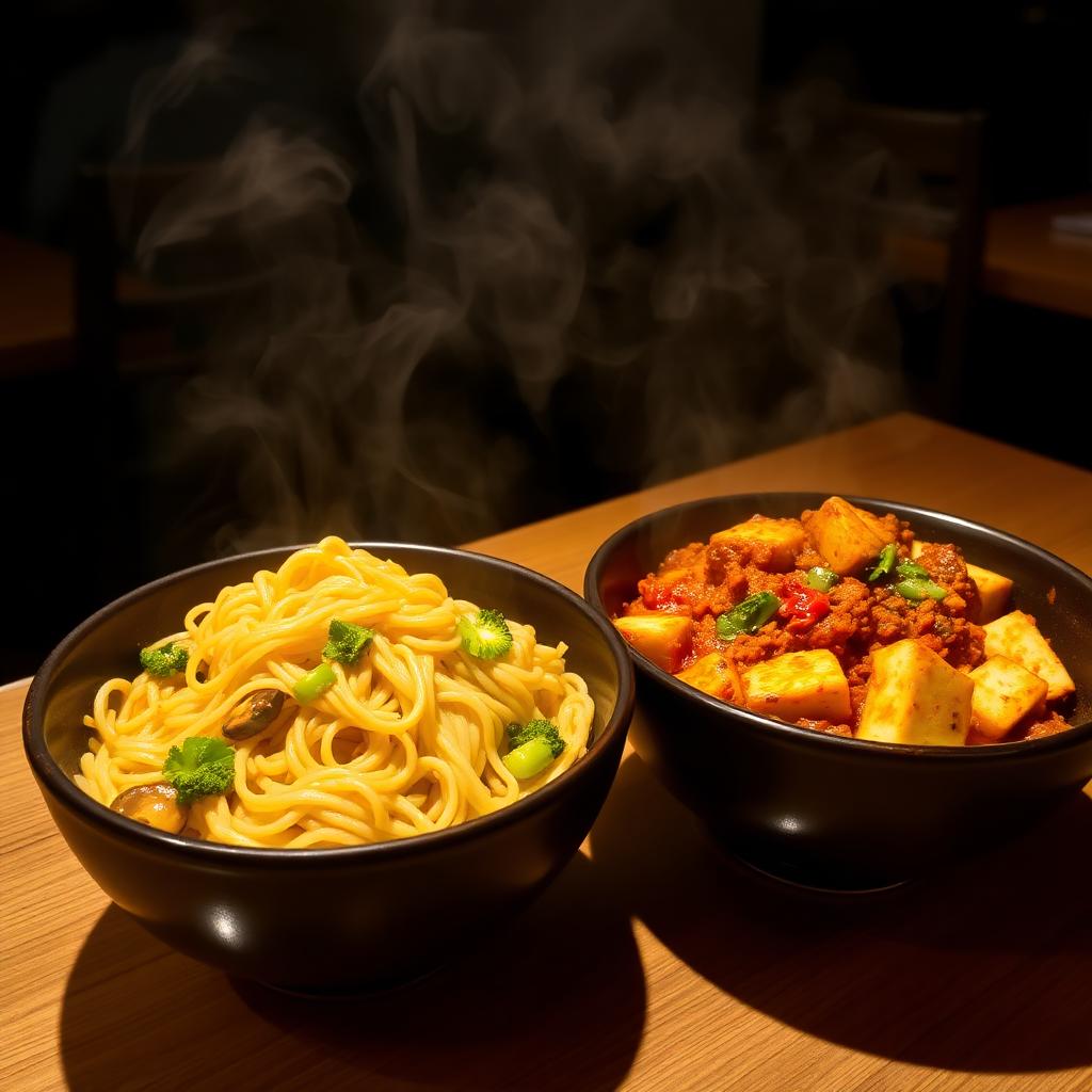 Indo-Chinese noodles and chilli paneer